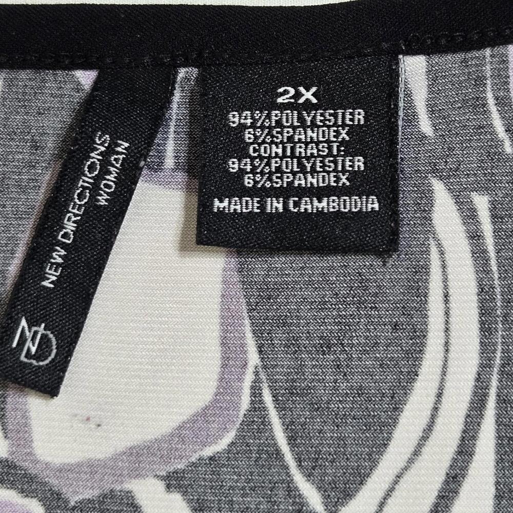 New Directions Purple and Black Patterned Long Sleeve Tunic Top Plus Size 2X - Picture 5 of 5